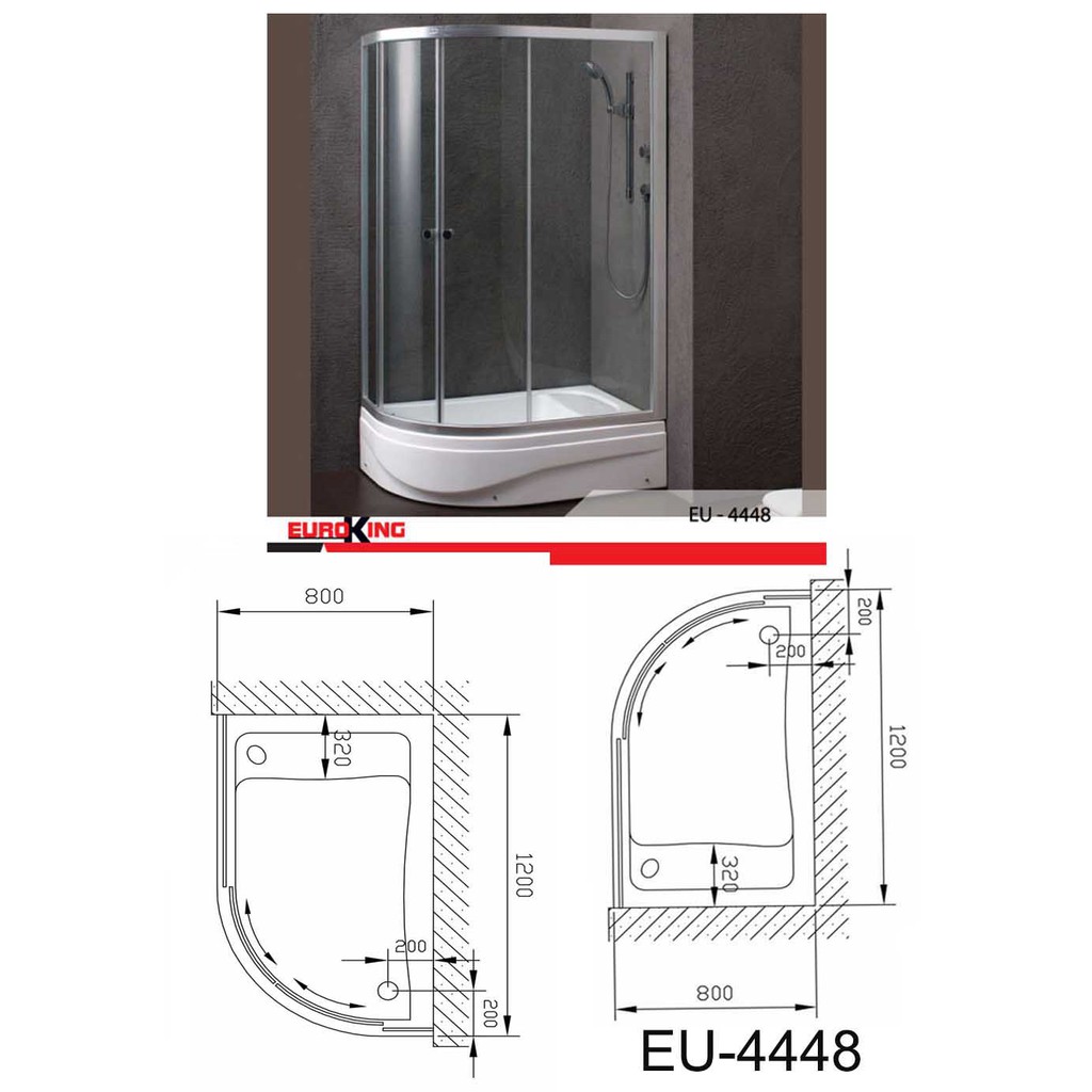 Phòng tắm kính cường lực Euroking EU-4448A, nhập khẩu