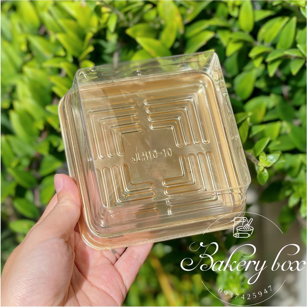 JLH10-10 | 100 Hộp Nhựa Đế Vàng Đựng Bánh Trung Thu 180gr - 250gr (Mẫu Mới 2022)