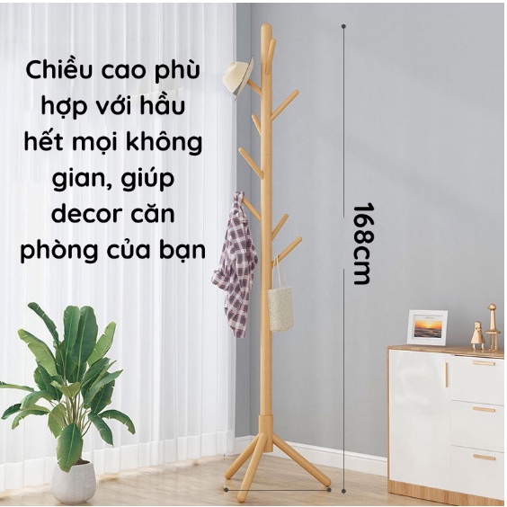 Cây Treo Đồ Cây Treo Quần Áo Đứng Bằng Gỗ Kiểu Dáng Hàn Quốc Sun.z