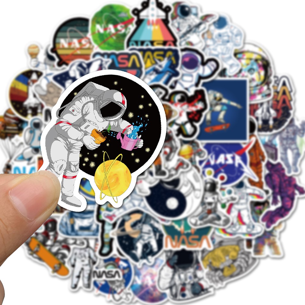 Gói 50 hình dán PVC chống nước hoạ tiết phi hành gia hàng không vũ trụ Nasa đẹp mắt | BigBuy360 - bigbuy360.vn