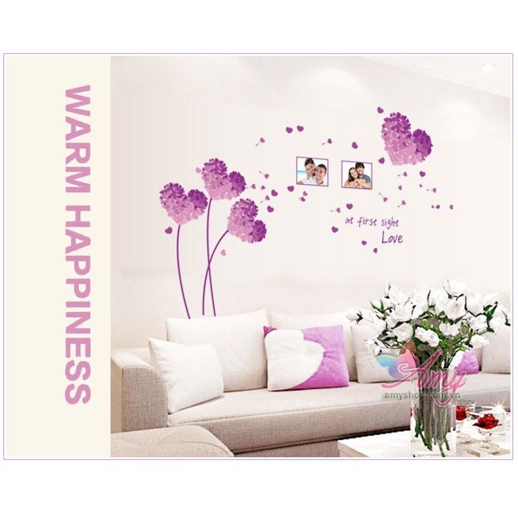 (FREESHIP 50k) Hình dán tường decal trái tim màu tím - DH050 - decal amyshop