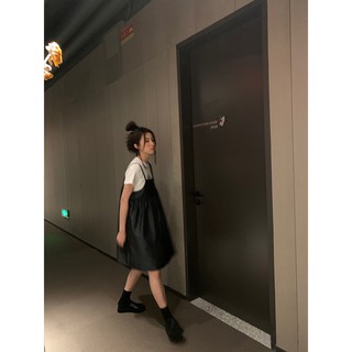 (HÀNG SẴN) Váy yếm hai dây màu đen xòe dài babydoll style retro thiết kế độc đáo cá tính Hàn Quốc