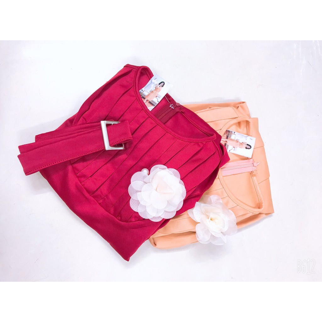 VÁY ÔM BODY  KẾT HOA DẬP LY SANG TRỌNG VÀ THANH LICH(KÈM ĐAI) THỜI TRANG THIẾT KẾ VESTA KD85 | BigBuy360 - bigbuy360.vn