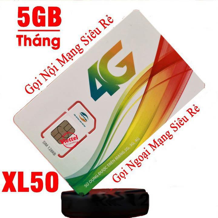 Sim 4G Nhà Mạng Viettel Gói Cước Rẻ XL50 , Dùng Cho Điện Thoại , Bộ Phát Wifi Di Động Không Dây