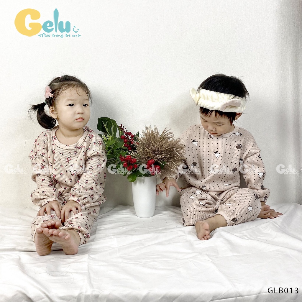 Bộ thu đông cho bé, Bộ quần áo dài tay chất liệu cotton tổ ong mềm mịn dành cho bé từ 8-22kg - Gelukids