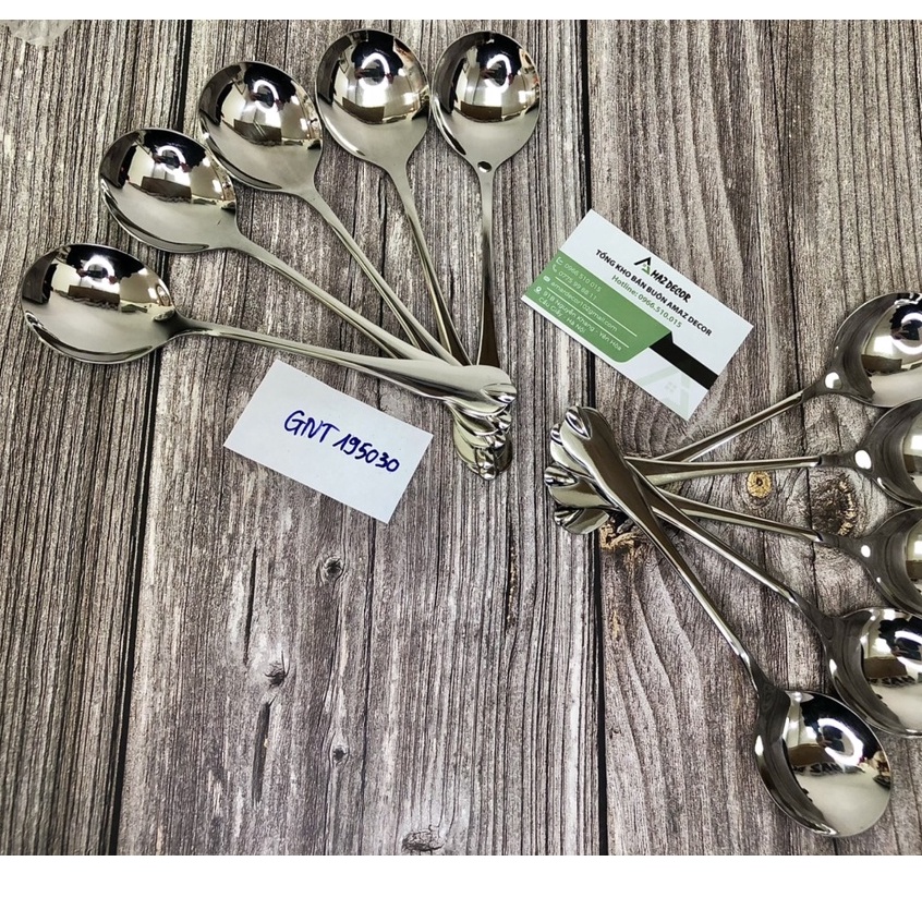 Thìa muỗng đầu tròn inox 304 - GNT195030 cao cấp sang  trọng phong cách Châu Âu sáng bóng bền đẹp