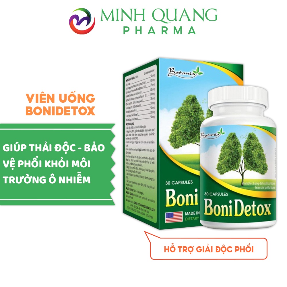 Viên uống BONIDETOX hỗ trợ giải độc phổi và giảm nguy cơ ung thư phổi hộp 30 viên