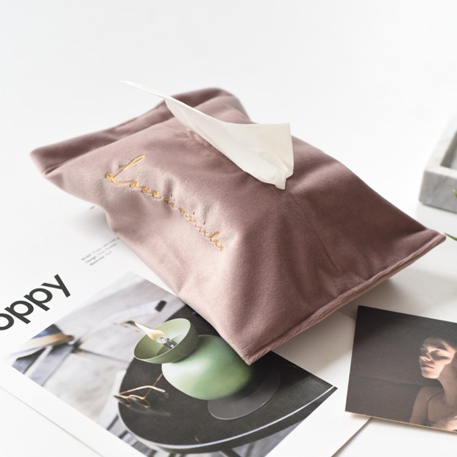 Hộp đựng khăn giấy bằng vải nhung thêu họa tiết đáng yêu nhiều màu sắc