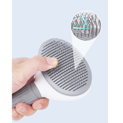 (Dụng cụ chó mèo) Bàn chải lông cho chó mèo, chất liệu silicon, có nút bấm loại bỏ lông sau khi chải tiện lợi.