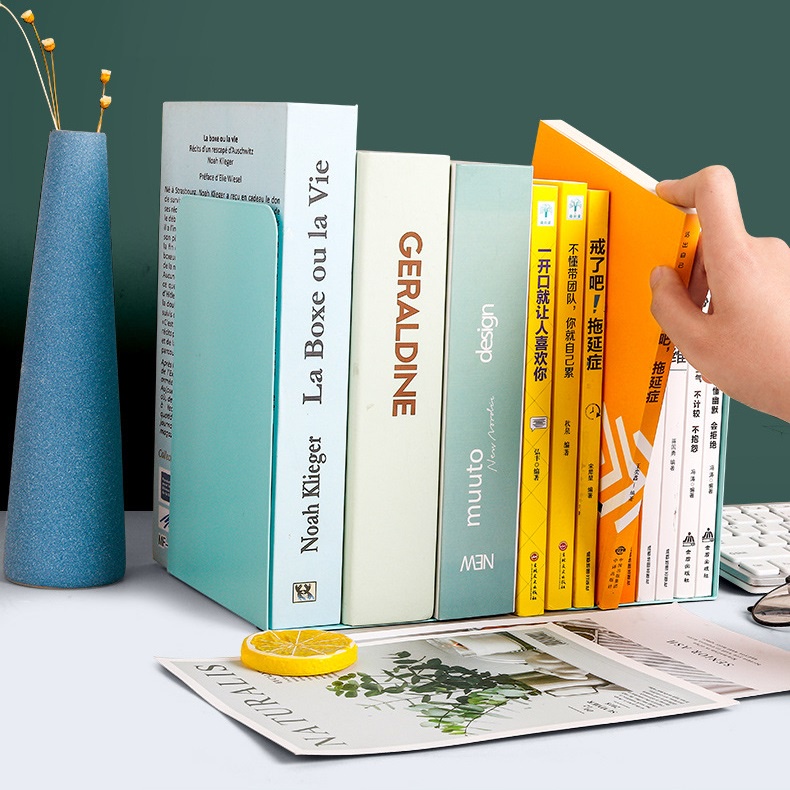 Chặn sách kim loại, giá sách chữ L, chặn sách decor làm từ tấm thép dày đặc