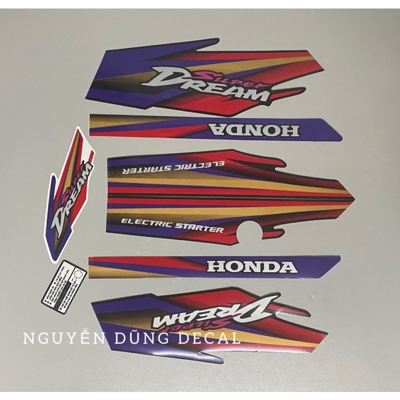Nguyên bộ tem  như zin cho xe Super Dream đời 1998_ Nguyễn Dũng Decal