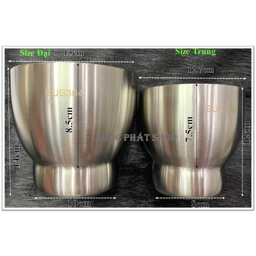 Cối chày Inox 304 cao cấp chống nấm mốc Size Đại 15, Size Trung 12.7cm