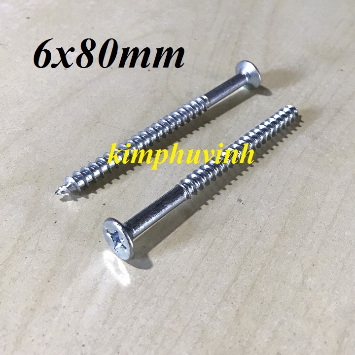 20 CÁI - 6x80mm VÍT GỖ ĐẦU BẰNG - VÍT TẮC KÊ NHỰA