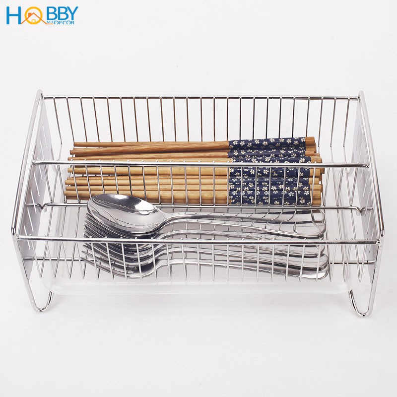 Kệ đựng đũa muỗng 2 ngăn Inox 304 HOBBY Home Decor KM2 kèm khay hứng nước nhỏ gọn - để lên góc bếp | BigBuy360 - bigbuy360.vn