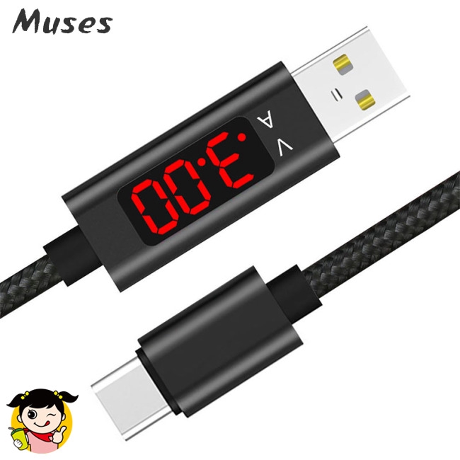 Muse07 Dây cáp sạc đầu USB Type-C có đèn LED hiển thị điện năng cho Samsung iPhone