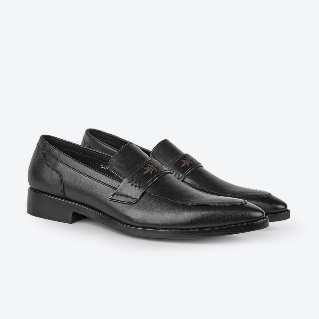 Giày lười nam da bò thật Loafer họa tiết hoa văn VSMAN giày mọi nam công sở đế đúc siêu bền hợp gu thời trang - KPG004
