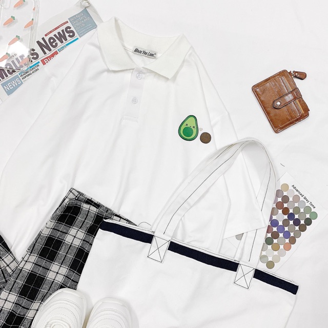 [FREESHIP] Áo Thun POLO Tay Lỡ 💖 Form Rộng Unisex Nam Nữ 💖 Phong Cách Ulzzang Hàn Quốc Quả Bơ Siêu Cute - Ảnh thật | BigBuy360 - bigbuy360.vn