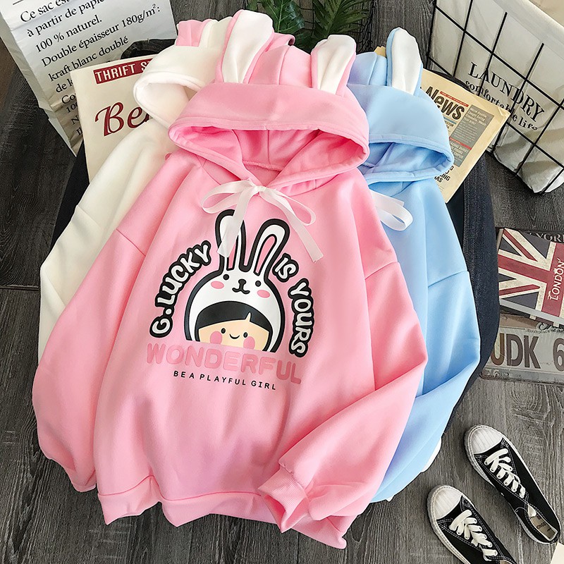 Áo Khoác Hoodie WONDERFUL TAI THỎ Form Rộng Unisex Chất Nỉ Siêu Xinh - VIETCENTRE | BigBuy360 - bigbuy360.vn