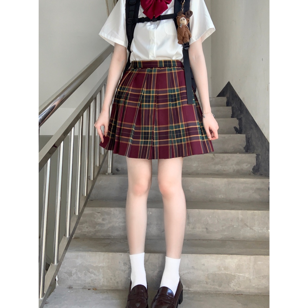 Hormones chân váy xếp ly tennis caro dáng ngắn vintage Thời Trang ulzzang Nhật Bản
