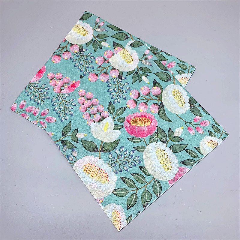 Set 20 Gói Khăn Giấy In Hoa 26 Kiểu Vintage Trang Trí Tiệc Cưới / Giáng Sinh