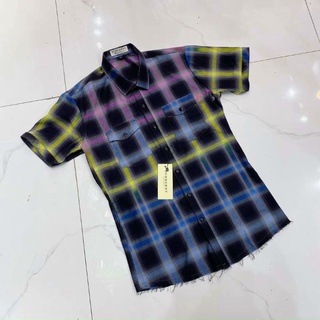 Áo sơ mi bbr cột tay nam nữ loang màu rách gấu chất liệu cotton không phai màu không xù lông