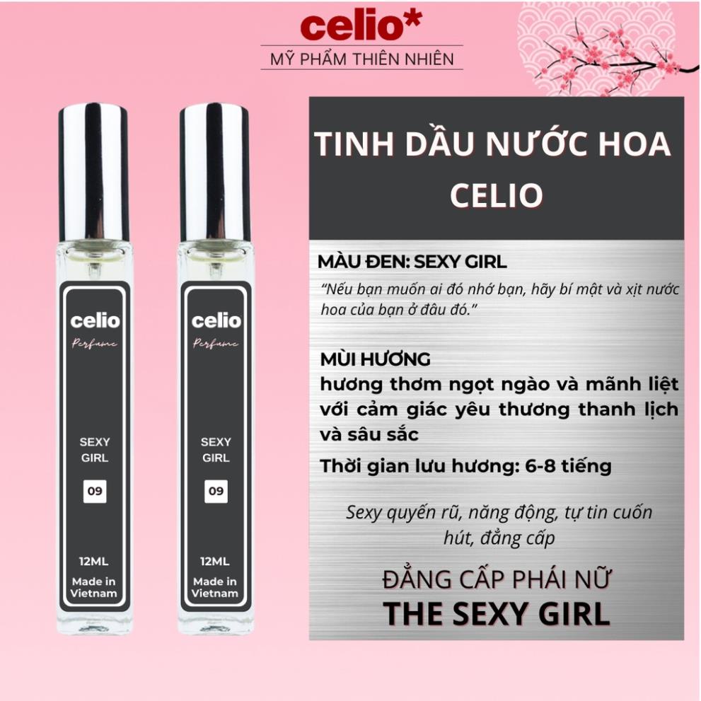 Tinh Dầu Nước Hoa Nữ Sexy Girl Mini 12ml CELIO Màu Đen Cá Tính Nồng Nàn Quyến Rũ Gợi Cảm Thơm Lâu Dạng Xịt Tiện Lợi