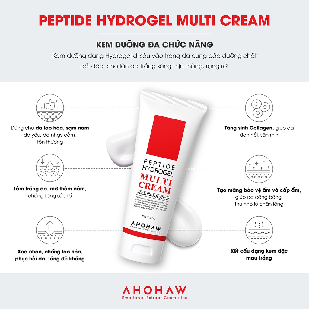 Kem dưỡng căng bóng - phục hồi - cải thiện nếp nhăn Peptide Hydrogel Multi Cream (80 gr - 200 gr)