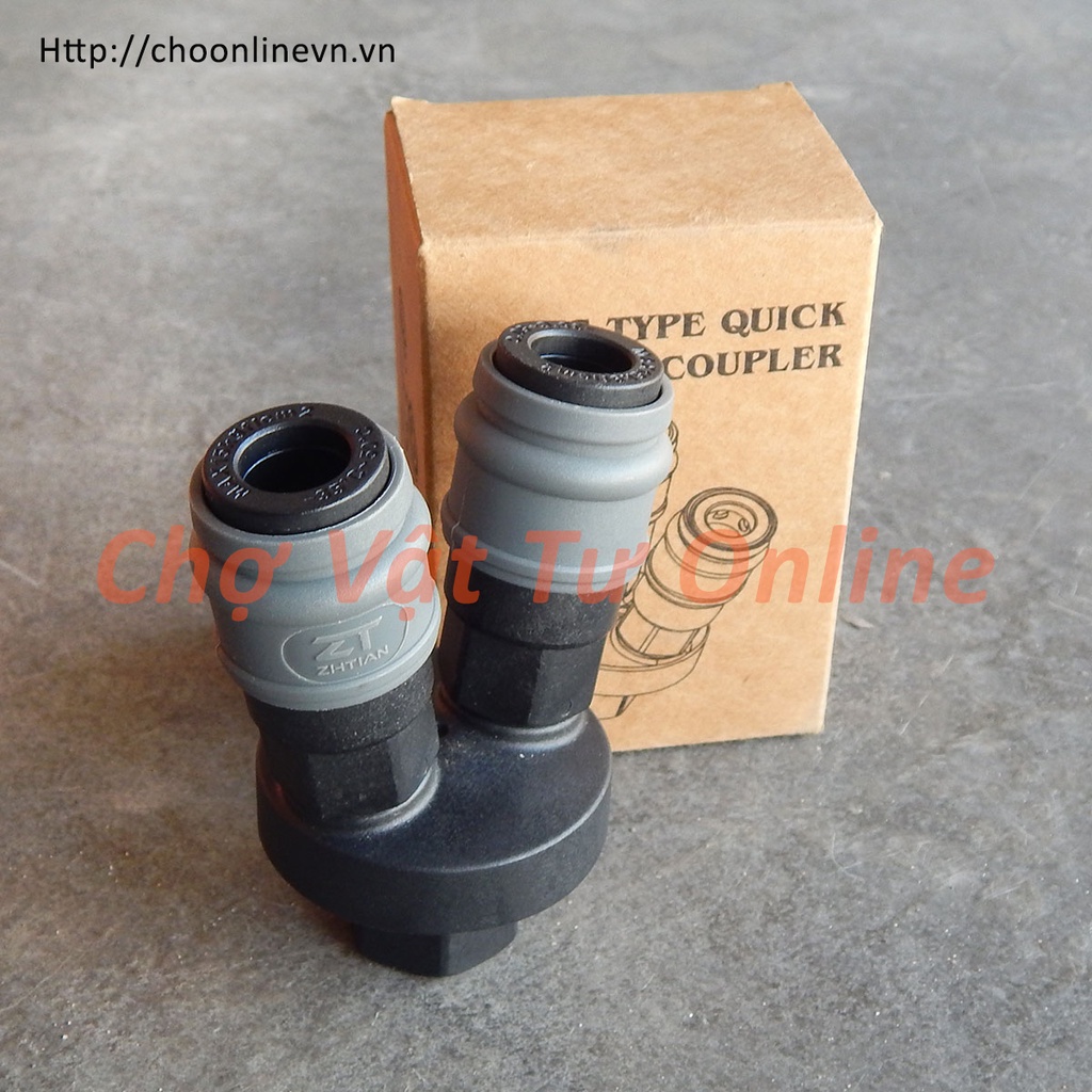 Bộ đầu nối nhanh dây hơi /Khớp nối nhanh chia 2 đường dây khí nén bằng nhựa chịu áp cao