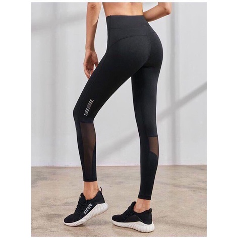 Quần Tập Gym Yoga Nữ, Quần Dài Thể Thao Phối Lưới Sau Co Giãn Tốt