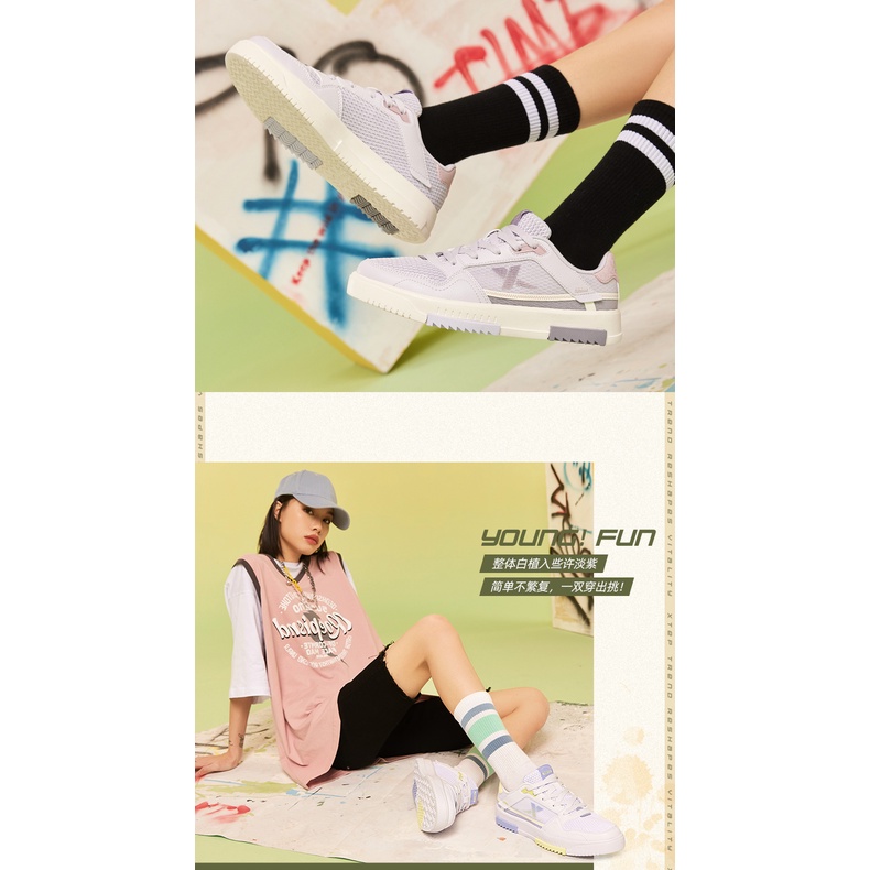 Giày thể thao XTEP phối lưới thoáng khí phong cách Hàn Quốc thời trang dành cho nữ