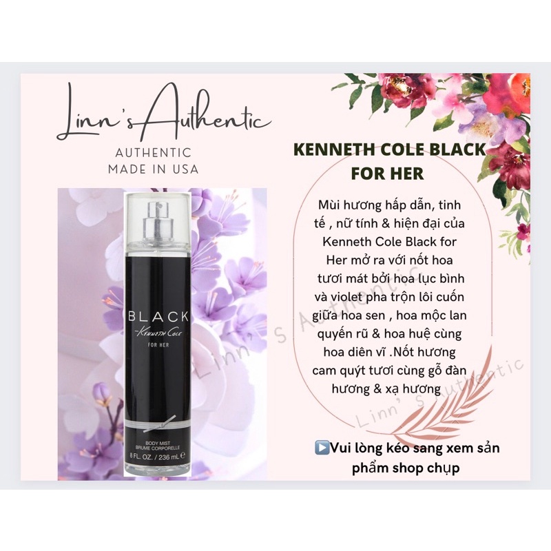 Auth _KENNETH COLE FOR HER - Xịt Thơm Body Mist Toàn Thân Kenneth Cole Usa