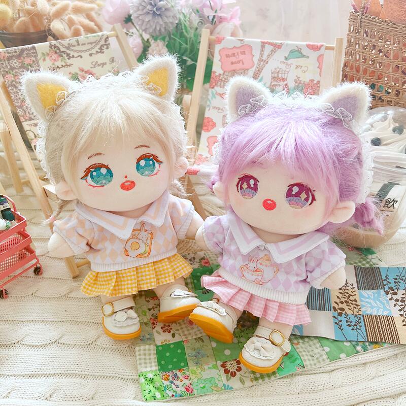 Áo Sweater Cổ Bẻ Vải Cotton Thiết Kế Dễ Thương Cho Búp Bê 20cm