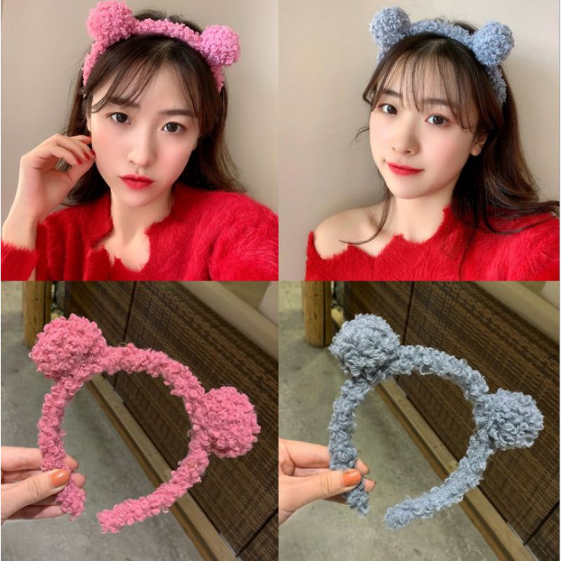 Băng đô turban tai gấu lông xù siêu mềm mịn - Cài tóc cute xinh xỉu giá rẻ