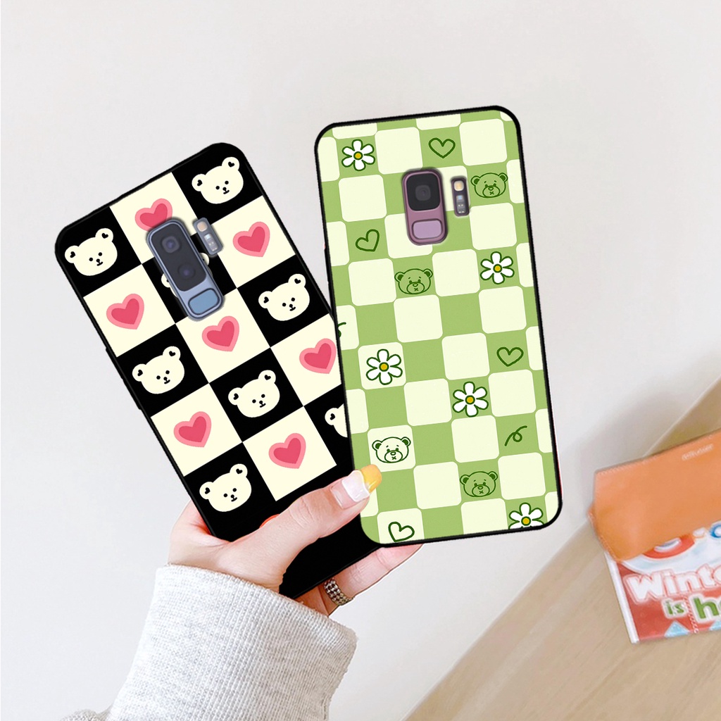 Ốp lưng Samsung S9 - S9 Plus - S9+ in họa tiết caro trái tim, gấu bear dễ thương