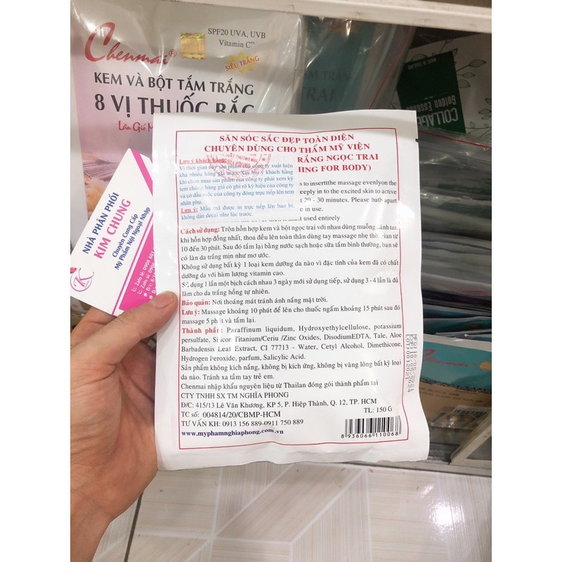 [Hàng chuẩn] Kem và bột tắm Chenmai thuốc bắc, ngọc trai, nguyên liệu, công thức làm kem trộn trắng da body