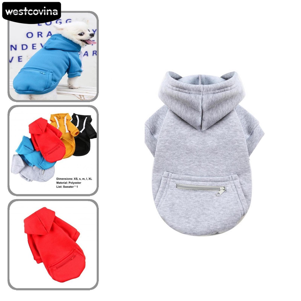 Áo Khoác Hoodie Có Túi Khóa Kéo Dễ Thương Cho Chó Cưng