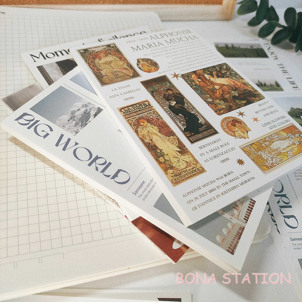 Set 10 postcard giấy nền Letter Lovers trang trí bullet journal aesthetic | BNN030