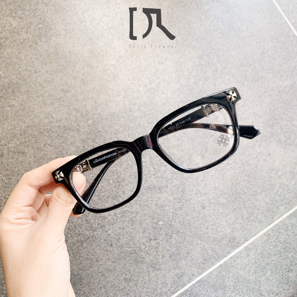 Gọng Kính Cận Chrome Hearts DORIS Mắt Vuông Họa Tiết Kim Loại Dành Cho Nam Nữ