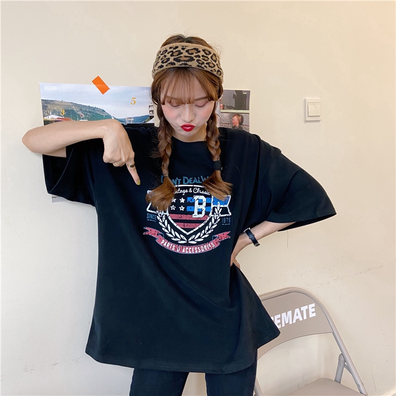 SUXI Áo Thun Nữ Ngắn Tay In Hình Phong Cách Hàn Quốc Năng Động