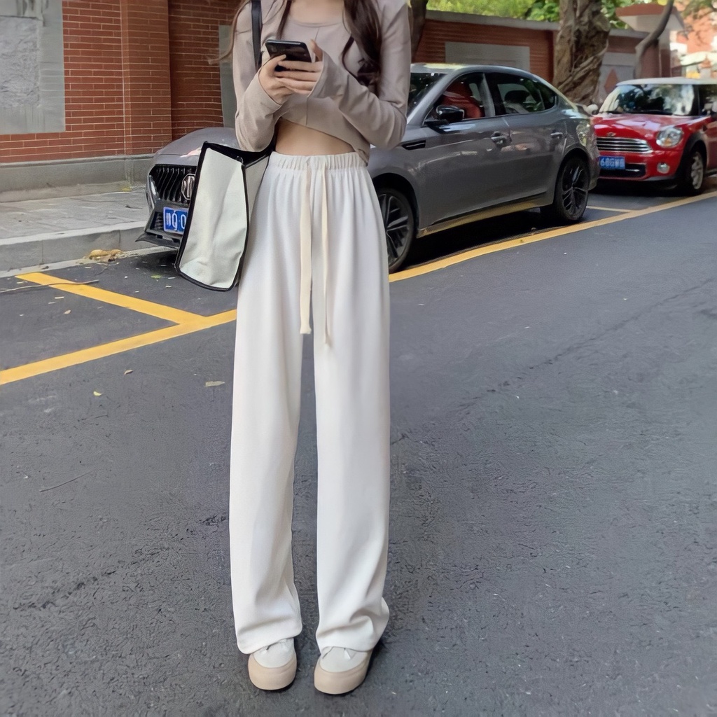 Quần Culottes Nữ Dây Rút To 🦋 Quần Dài Nữ Cạp Chun Ống Rộng Vải Nhung 3 Màu 🦋