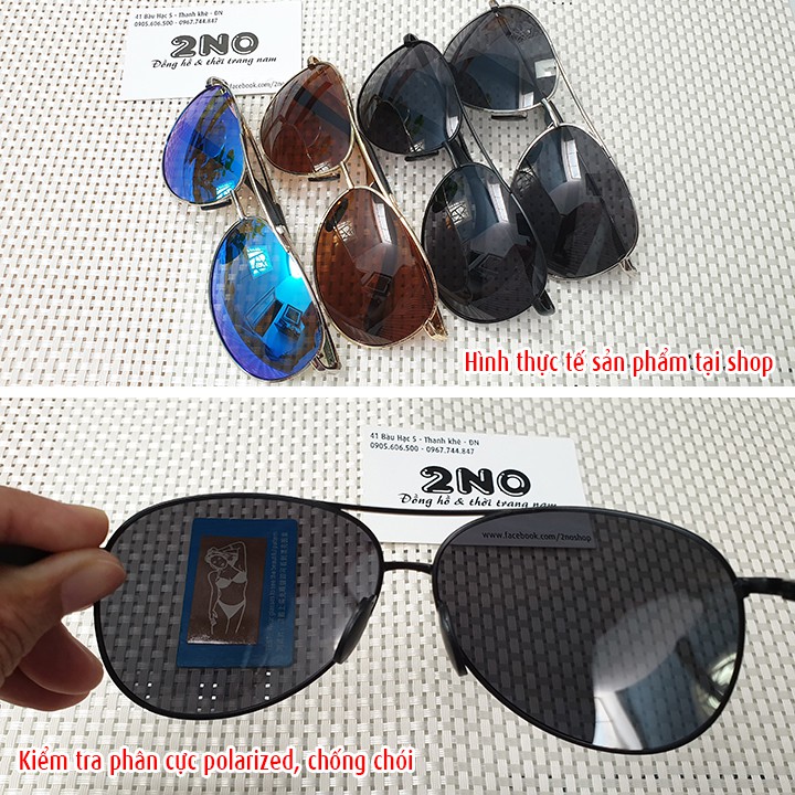 Mắt kính nam tròng phân cực polarized chống chói, chống tia UV 400, gọng hợp kim khớp bản lề lò xo êm nhẹ - MK1916