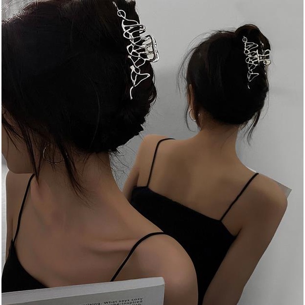 Kẹp tóc bằng kim loại không cân xứng phong cách Harajuku thời trang cá tính cho nữ
