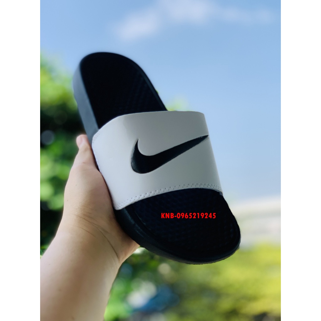 ♥️ Freeship+Ảnh Thật ♥️ dép nike quai ngang nam nữ, dép quai ngang thể thao nam nữ 𝐍𝐈𝐊𝐄-𝐁𝐞𝐧𝐚𝐬𝐬𝐢 màu đen quai trắng