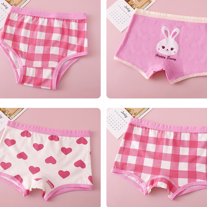 Set 3 Quần Lót Trẻ Em Chất Cotton In Họa Tiết Hoạt Hình Ngọt Ngào Dễ Thương