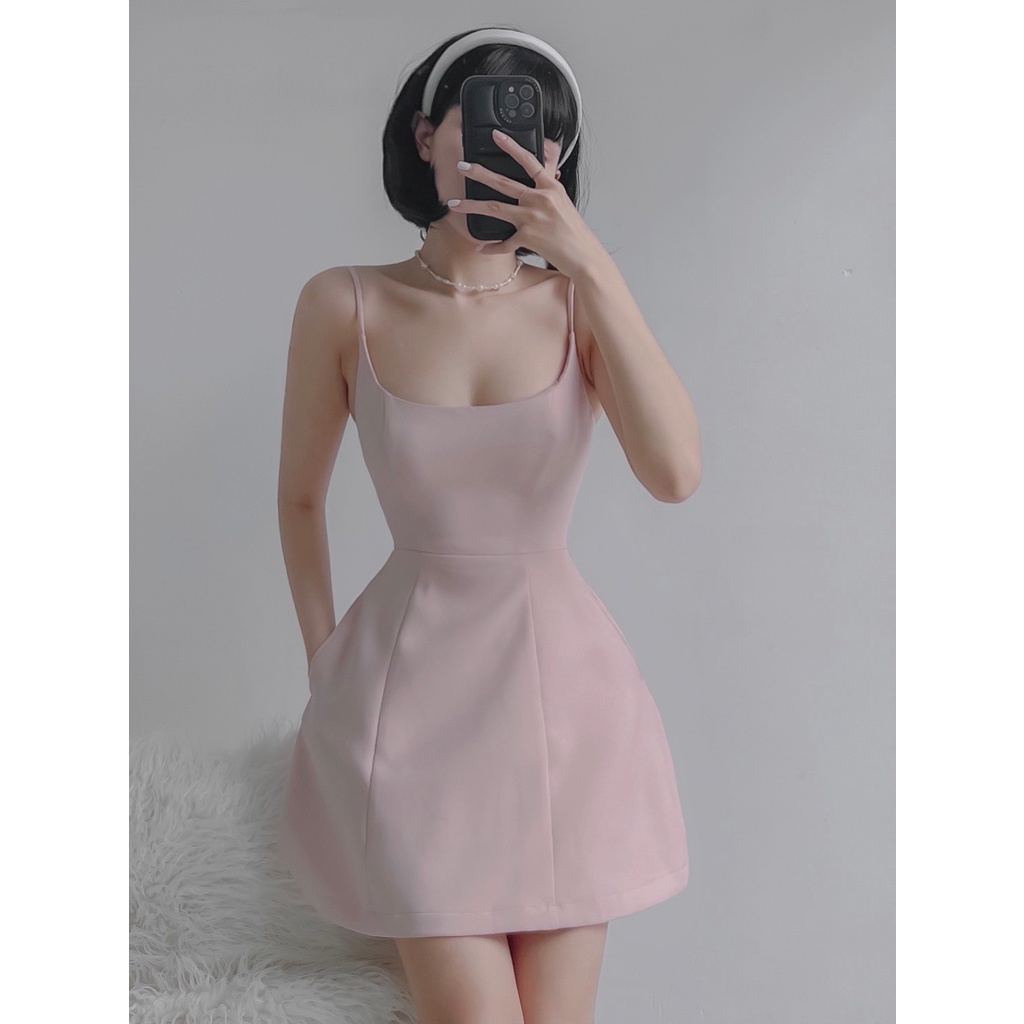 Đầm hai dây mini dáng xòe Emilyshop ulzzang (T)