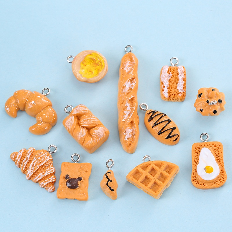 Set 10 Mô Hình Bánh Mì Bằng Nhựa Dùng Làm Đồ Trang Sức Diy