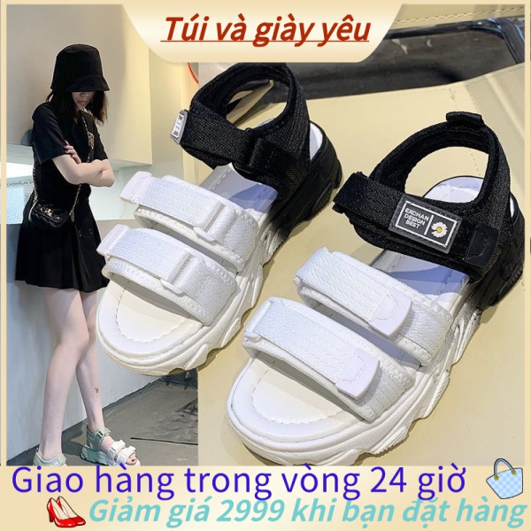 💓Túi và giày yêu💓Sandals nữ 2022 new ins Harajuku phong cách tất cả các trận đấu sinh viên lưới màu đỏ phiên bản Hàn Quốc mùa hè giày thể thao bệt đi biển phụ nữ