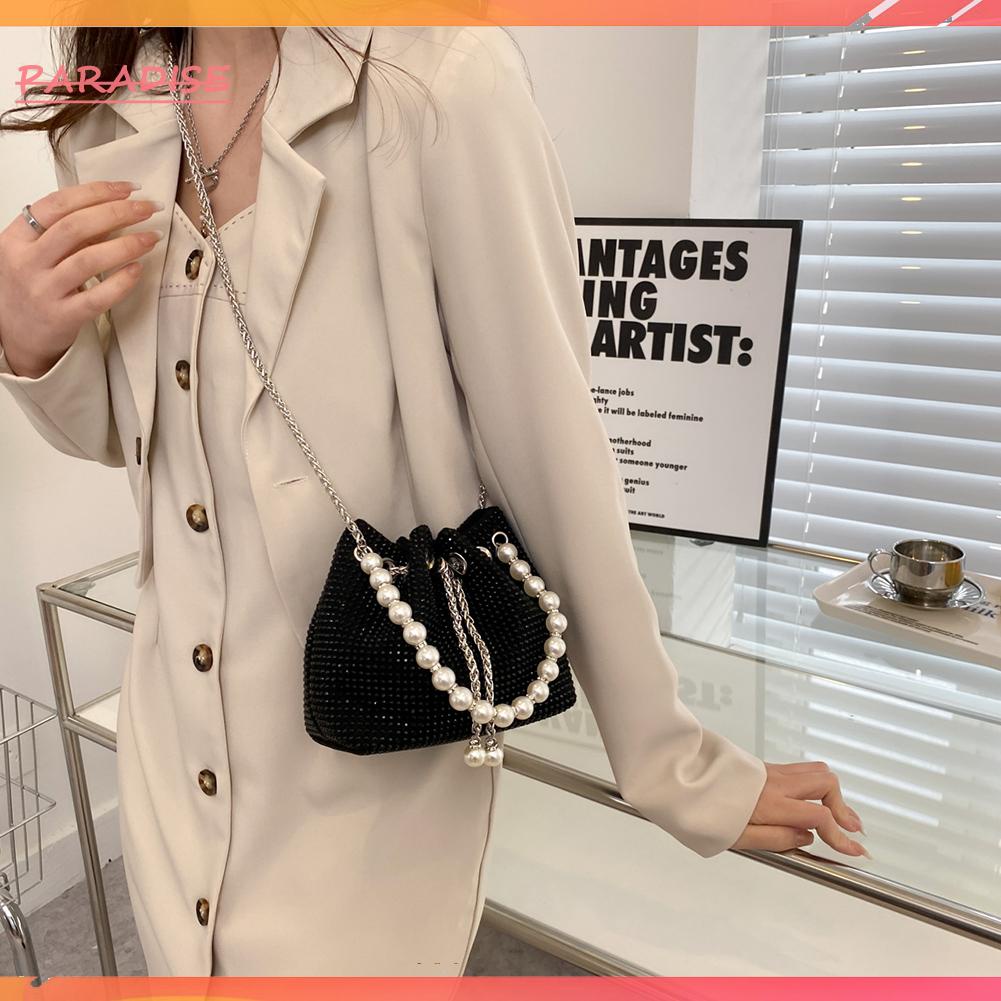 Túi Xách Dây Rút Đính Đá Ngọc Trai Giả Thời Trang