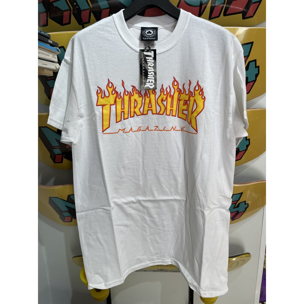 Áo thun THRASHER - Chính Hãng - Flame Logo, 100% cotton