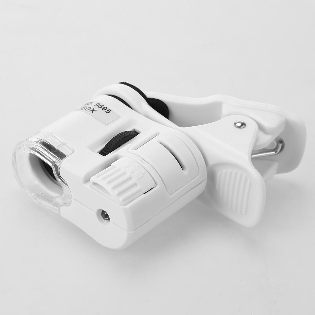 Ống kính hiển vi phóng đại 60X có đèn kẹp điện thoại tiện lợi